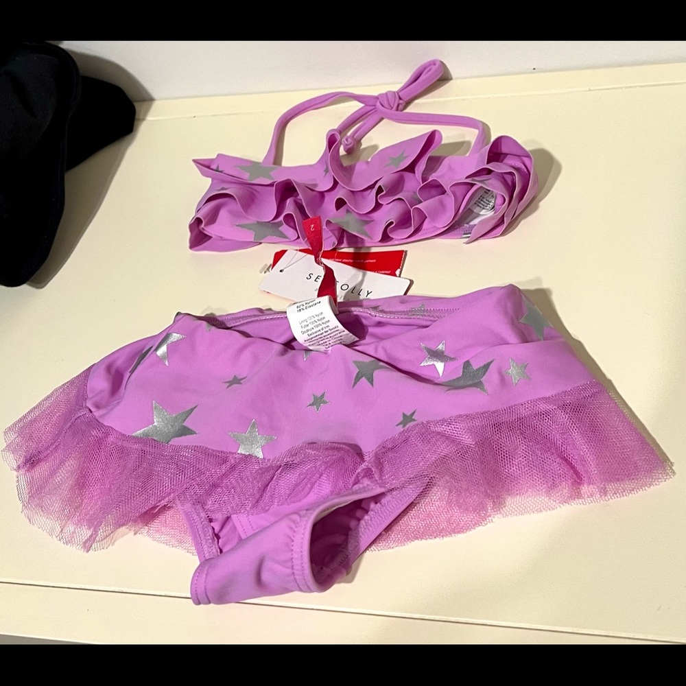 SeaFolly Bikini 2T Toddler Swim Purple Stars Sea Folly Brand BNWT